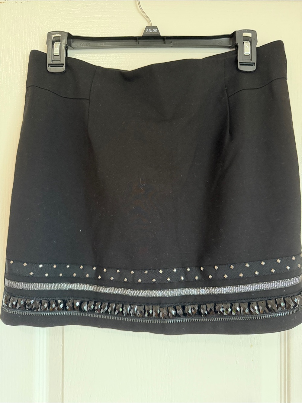 Black Embellished Mini Skirt - Women's Stylish Evening Wear